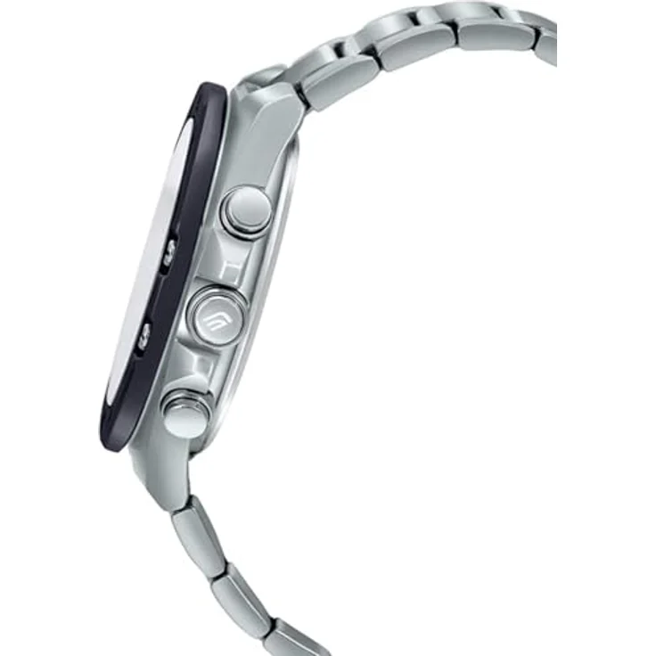 Casio ECB-10DB-1A9EF, Analog-Digital-Chronograph mit silbernem Edelstahlband, Bluetooth, Stoppuhr, Weltzeit und Wasserdichtigkeit bis 10 bar, schwarz-silberner Zifferblattfarbe – Bild 3