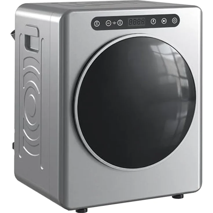 HOMCOM Mini Ablufttrockner 5kg mit Sterilisation, knitterfreier Trockenmodus, kompakte Bauweise, Silber – Bild 1