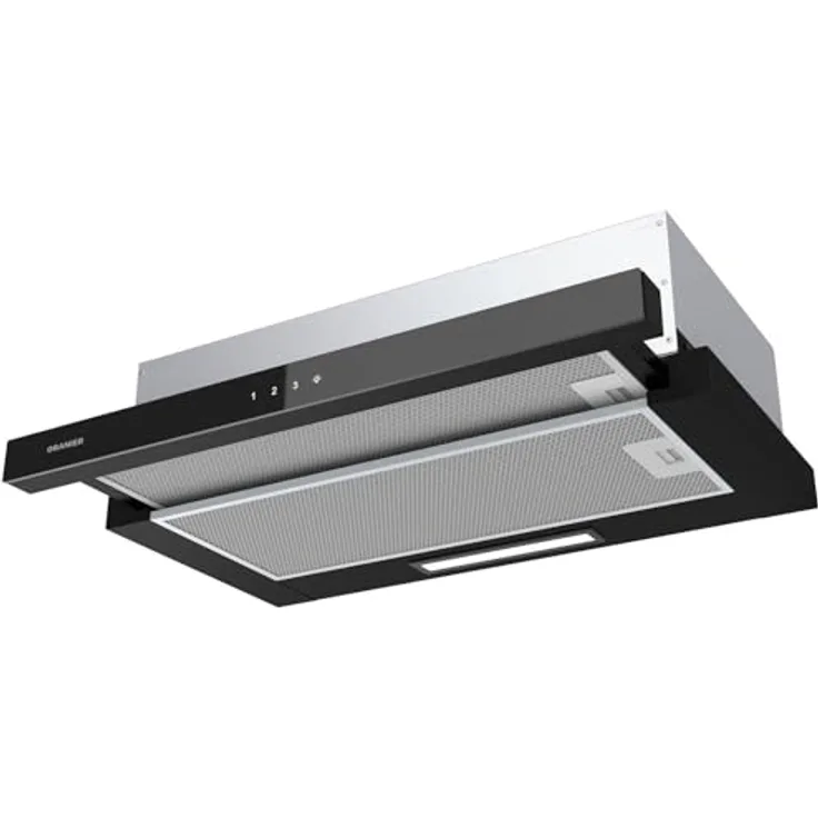 Oranier Einbau Schublüfter 60 cm - Abluft Dunstabzugshaube mit ausziehbarer Glasblende - Touch Control mit 3 Leistungsstufen - Dunsthaube FLA560