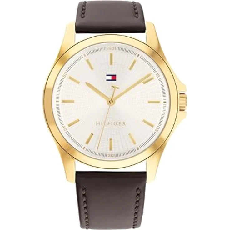 Tommy Hilfiger Bruce-Kollektion Analoguhr für Herren mit schwarzem Lederarmband und goldfarbenem Gehäuse - 1792204 – Bild 1