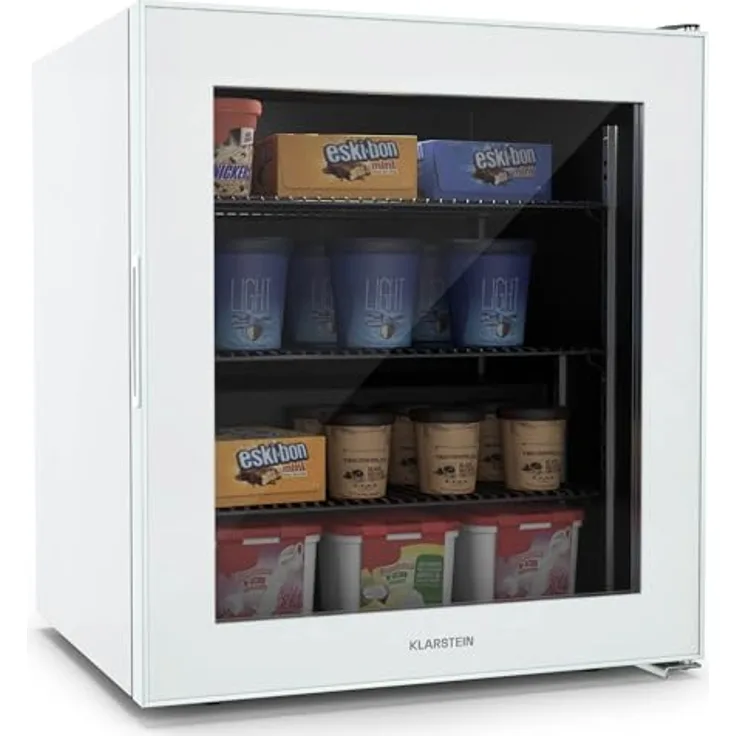 Klarstein Kleiner Gefrierschrank Mit Nofrost & Glasfront - 88 L Gefrierschrank Mit 5-Stufen-Thermostat Von 0 bis -18 °C - Kompakter Standgefrierschrank Für Küche & Keller, Schwarz