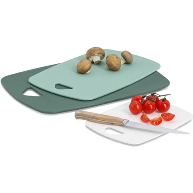 Zeller 26174 Schneidebretter-Set, 3-teilig aus Kunststoff, hygienisch und messerfreundlich, modern in Grün- und Weißtönen