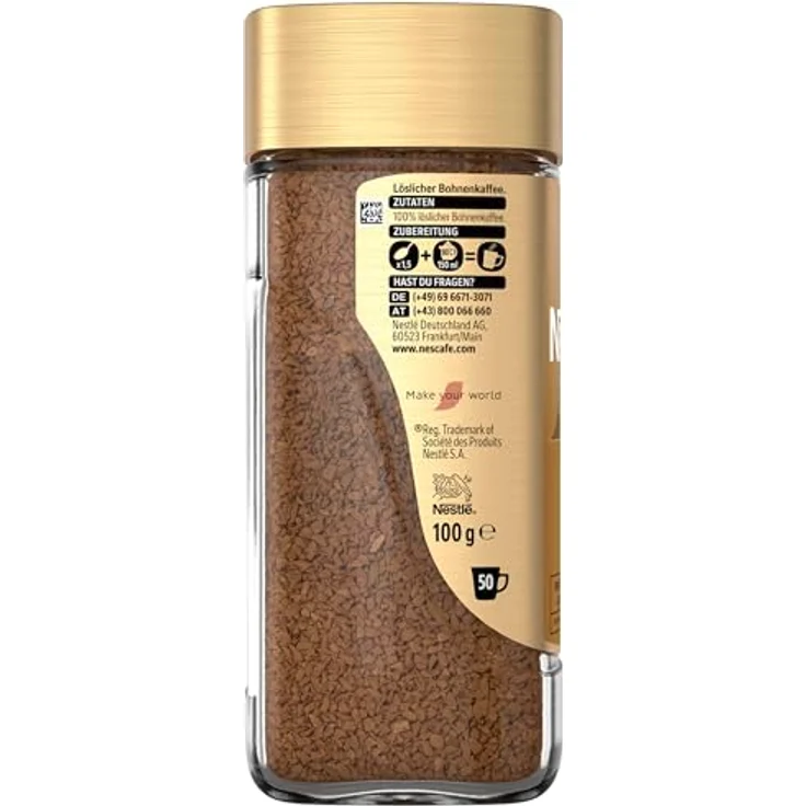 Nescafé Gold Mild, löslicher Bohnenkaffee aus erlesenen Kaffeebohnen, Instant-Pulver, koffeinhaltig und aromatisch, 1er Pack (1 x 100g) – Bild 3