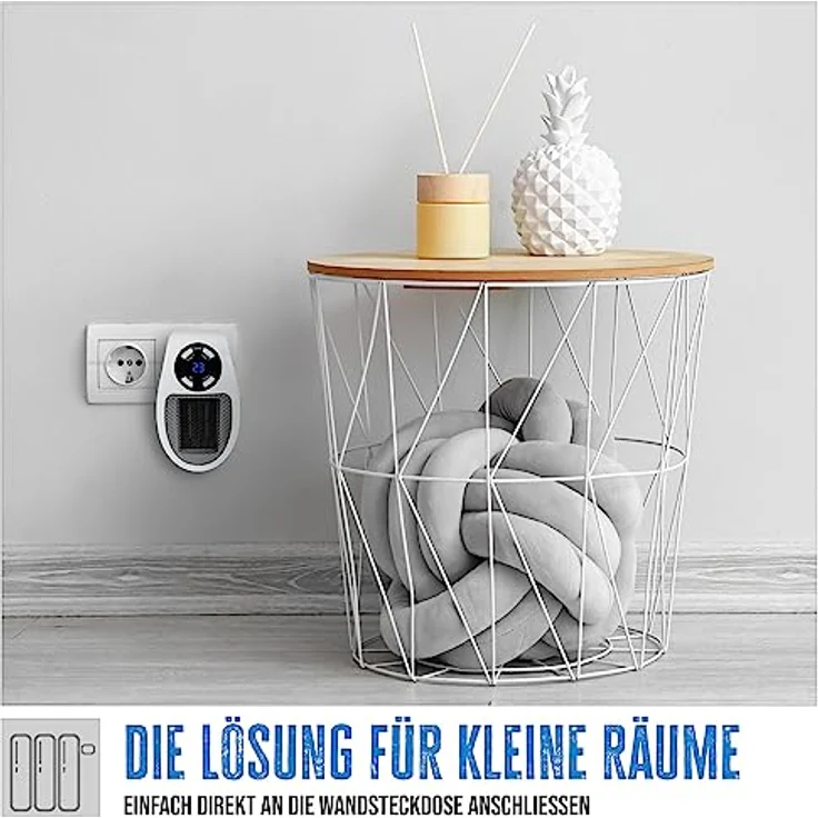 Güde Steckdosen-Heizlüfter GSH 500 K mini (230 V, 500 W Heizleistung, 28,46 m³/h Gebläseleistung, PTC-Keramik Heizelement, 90° drehb. Netzstecker, Timerfunktion, LED-Display, regulierbarer Thermostat) – Bild 2