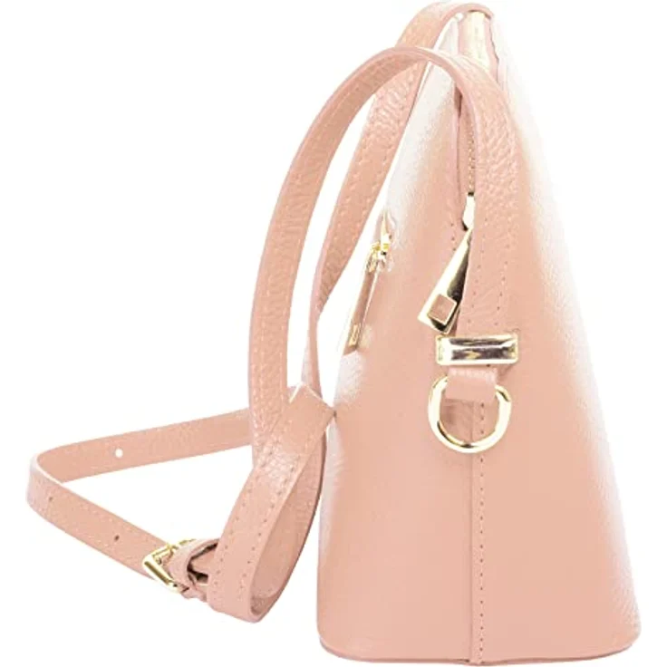 Cluty Umhängetasche aus echt Leder, Made in Italy, goldene Details, Höhe 18 cm, Breite 20 cm, Tiefe 4 cm, Schwarz – Bild 5