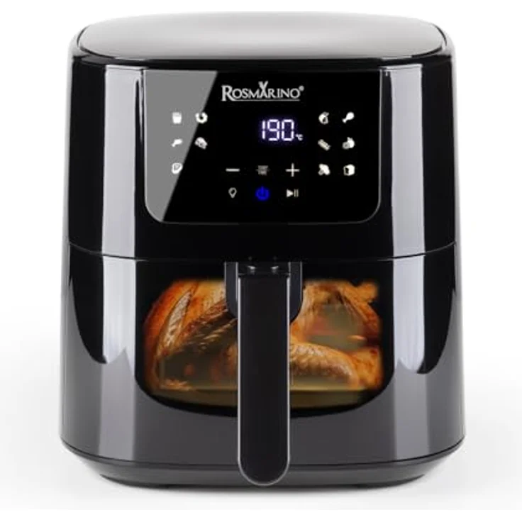 ROSMARINO 5L Infinity Vision XL Heißluftfritteuse Airfryer mit LED-Anzeige, Backofen und Mikrowelle - Schwarz – Bild 1