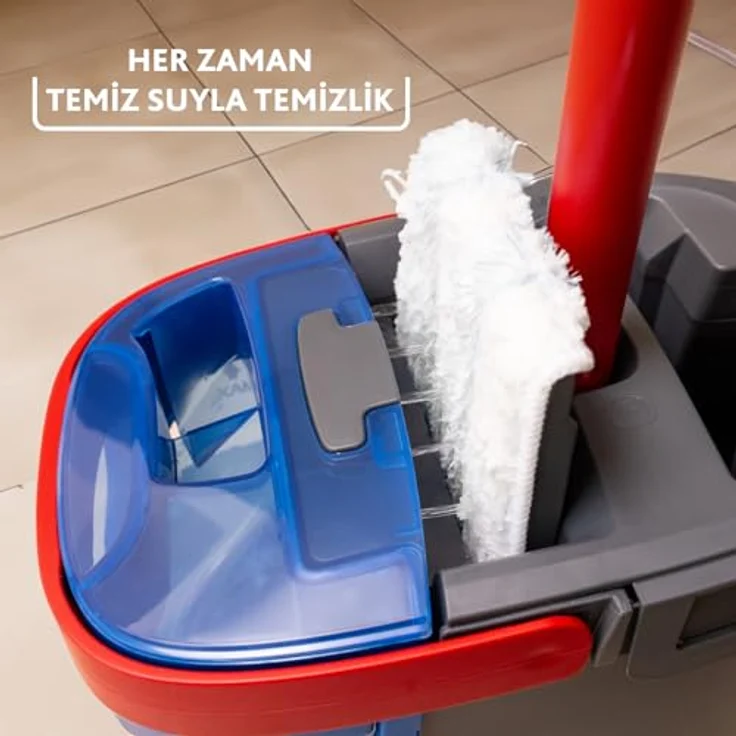 Vileda H2PRO Flat Mop Reinigungsset, Bodenwischer mit Zweitanksystem und 1,2 L Frischwassertank, platzsparender Eimer, Microfaser-Bezug – Bild 4