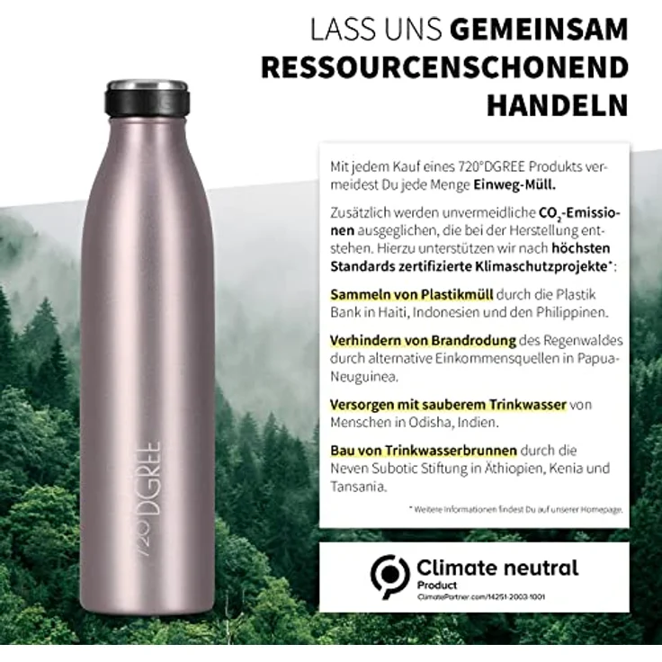 720°DGREE Edelstahl Trinkflasche “milkyBottle”, 500ml, BPA-frei, auslaufsicher, geeignet für Kohlensäure - Kleine Thermosflasche für Kinder, Sport, Schule und Fitness – Bild 5