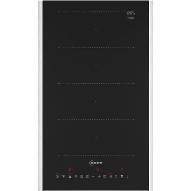 Neff, T63TDX1L0, Domini Kochfeld Flex-Induktion, N70, Breite 30 cm, Autarkes Elektro-Kochfeld, TouchControl Bedienung, Schwarz mit Rahmen aufliegend