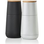 AdHoc Salz-/Pfeffermühle 2-er Set Scape manuell, (2 Stück), hochwertiges Keramikmahlwerk, exklusives Relief-Design, 12,3 cm hoch