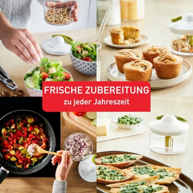 Tefal K13204 Ingenio 5-Sekunden-Zerkleinerer ohne Strom, Fassungsvermögen: 900 ml, Multizerkleinerer, Universalzerkleinerer für Gemüse, Obst, Zwiebeln, Nüsse, Knoblauch, Babynahrung, schwarz-grün – Bild 5