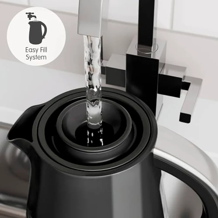 Morphy Richards Hive Wasserkocher 1,5 l, Easy Fill Technologie, 3 kW für schnelles Kochen, 360-Grad-Basis, Kalkfilter, schwarzes Design, 108271 – Bild 3