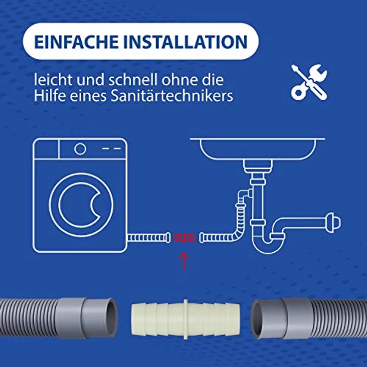 VIOKS Waschmaschine Abfluss Adapter Ø22mm für Flexibler Ablaufschlauch Waschmaschine/Abwasserschlauch Spülmaschine & Schlauchverbinder für Ablaufschlauch Waschmaschinenschlauch Verlängerung – Bild 3