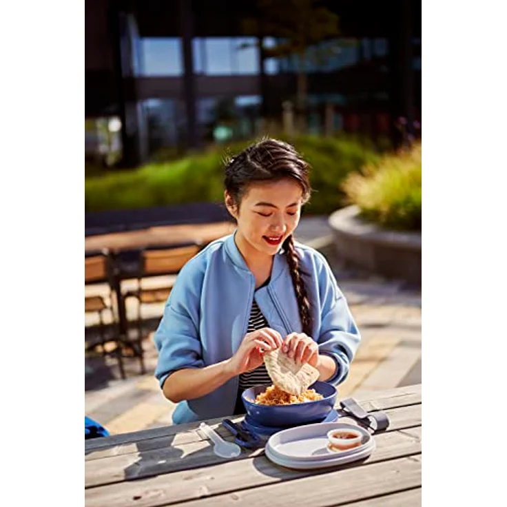 Mepal - Lunchbox Ellipse Duo - Meal Prep Box für Erwachsene & Salatbox zum Mitnehmen - Brotdose für ein gesundes Mittagessen - Ideal für Sandwiches & Salate - 825 ml + 600 ml - Vivid mauve – Bild 5