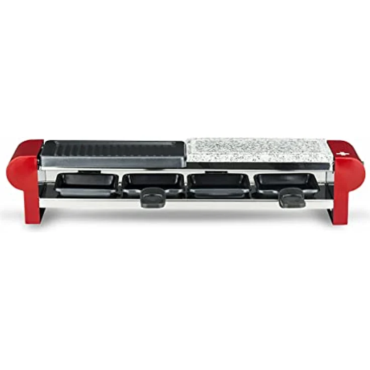 H.Koenig RP4 Raclette-Gerät - 4 Personen - Steingrill und Grillplatte - inkl. Pfännchen - 600 W - rot – Bild 2