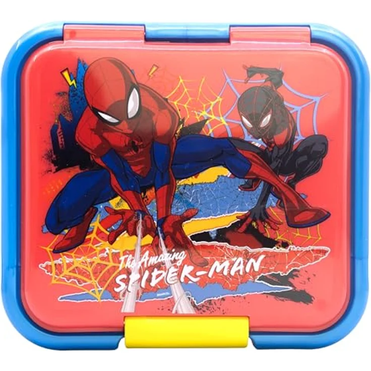 Spiderman Lunchbox Kinder, Vesperdose mit 3 Fächern aus Kunststoff, 18x6,2x16 cm, für Kinder ab 3 Jahren – Bild 2