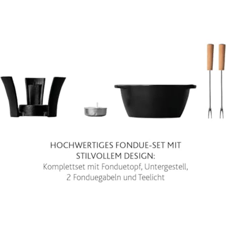 BOSKA HOLLAND Fondue Set Party Mini, 300 ml Fonduetopf aus Keramik mit Untergestell, schwarz, inklusive 2 Fonduegabeln – Bild 6