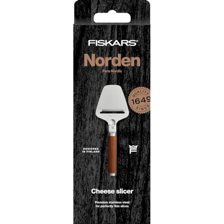 Fiskars Norden Käseschneider, Küchenreibe mit rostfreier Stahlklinge und Birkenholzgriff, Braun – Bild 7