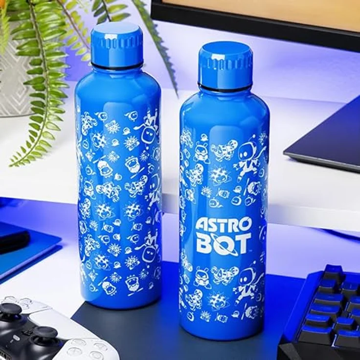 Paladone Astro Bot Metall-Wasserflasche, 500 ml Edelstahlflasche mit Schraubverschluss, auslaufsicher, blau – Bild 2