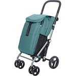 CARLETT | Einkaufstrolley mit 4 Rädern | Lett430 CLASSIC duo | Zusammenklappbarer Einkaufswagen mit großer Kapazität, 25kg, 53L Einkaufstasche, 9L Thermotasche und Rückenfach | Pine Grün