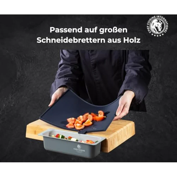 Chef Cuisine Schneideunterlagen aus Kunststoff, 3er-Set, S/M/L, rutschfest, schnittfest, für Gemüse, Fleisch und Fisch – Bild 5