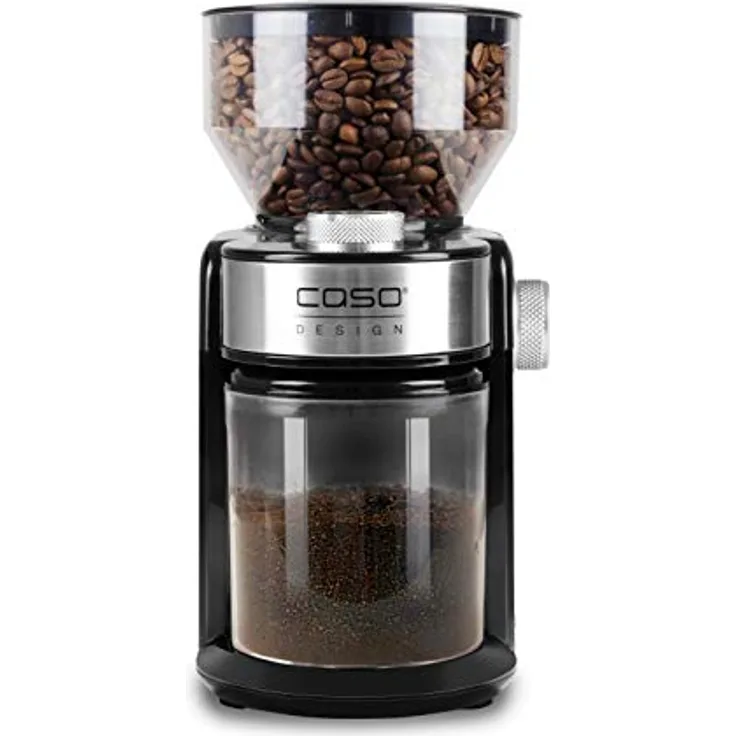 CASO Barista Crema - Elektrische Design- Kaffeemühle, Mahlgradeinstellungen von fein bis grob, aromaschonendes Mahlen durch professionelles Scheibenmahlwerk, leistungsstarker 150 Watt Motor