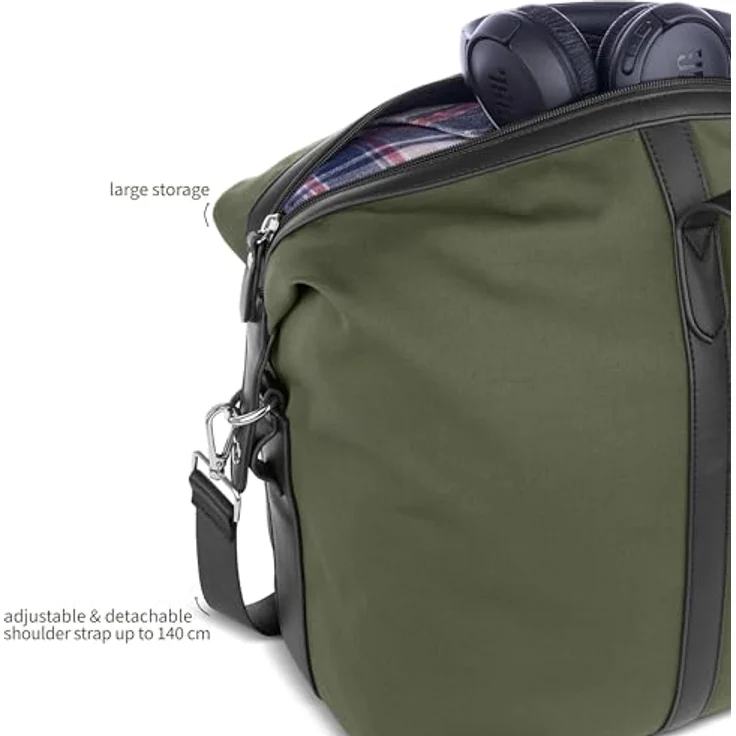 Bugatti Maro Weekender Reisetasche, 48 cm, Grün, 36 l Volumen, vielseitige Trageoptionen, handgefertigt aus strapazierfähigem Polyester – Bild 5
