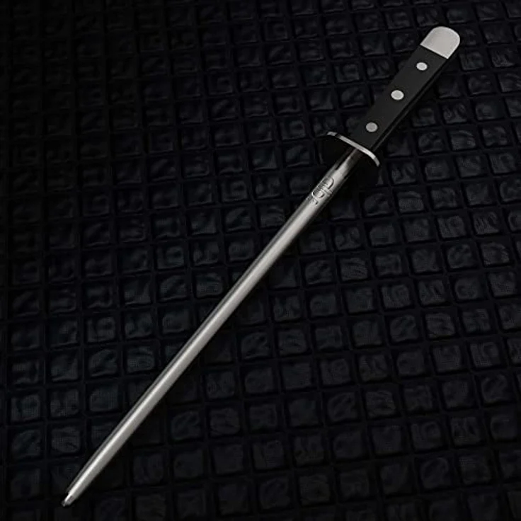 GÜDE Solingen - Wetzstahl geschmiedet, 26 cm, POM schwarz, ALPHA, Doppelkropf, Handmade Germany, legierter Werkzeugstahl, rostfrei – Bild 5