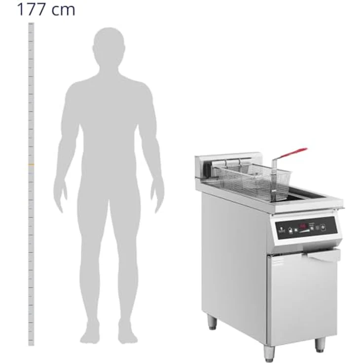Royal Catering Induktionsfritteuse 30L Gastro 380V Timer LED, 10000 W, Silbern – Bild 2