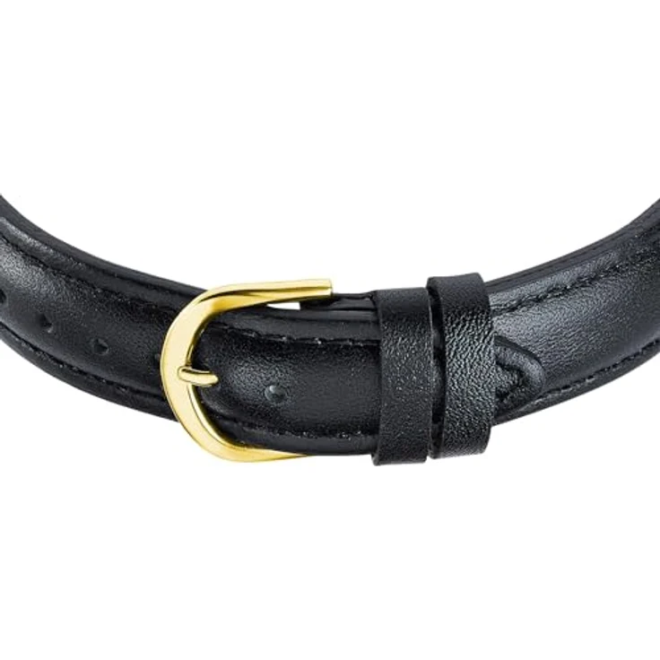 Master Time Funk Quarz Damen Uhr Analog mit Leder Armband MTLA-10942-12L, Deutsche Sprachausgabe, 4 Alarmzeiten, kontrastreiches Zifferblatt, goldfarbenes Gehäuse – Bild 3