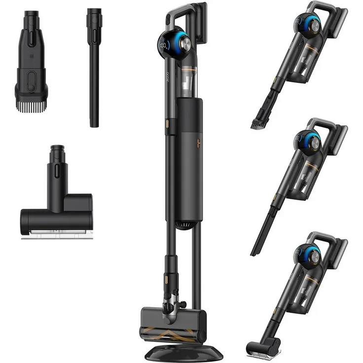 Jigoo Handstaubsauger V700, kabelloser Staubsauger mit 2,5 L Staubkapazität, 480 W, 3 Modi, doppelte LED-Beleuchtung