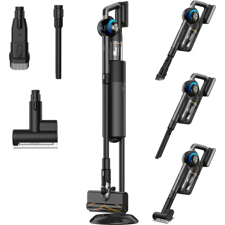 Jigoo Handstaubsauger V700, kabelloser Staubsauger mit 2,5 L Staubkapazität, 480 W, 3 Modi, doppelte LED-Beleuchtung
