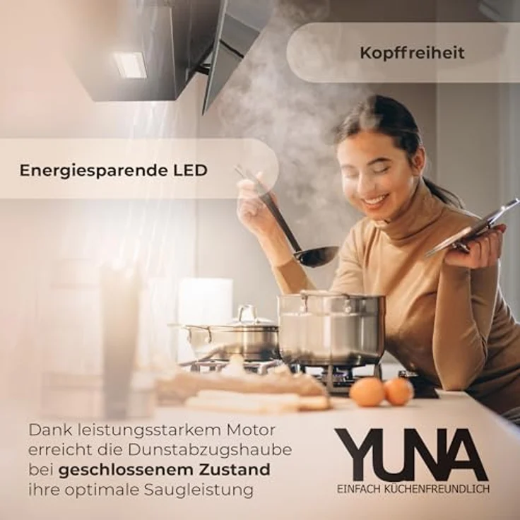 Yuna Duana Dunstabzugshaube, A, Abluft und Umluft, Wandmontage, Breite 60 cm, Randabsaugung, Drucktasten – Bild 8
