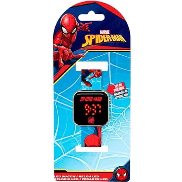 Kids Licensing LED Digitale Kinderuhr, Spider-Man Design mit Zeit-, Datum- und Riemenfunktionen, blaue Farbe – Bild 2