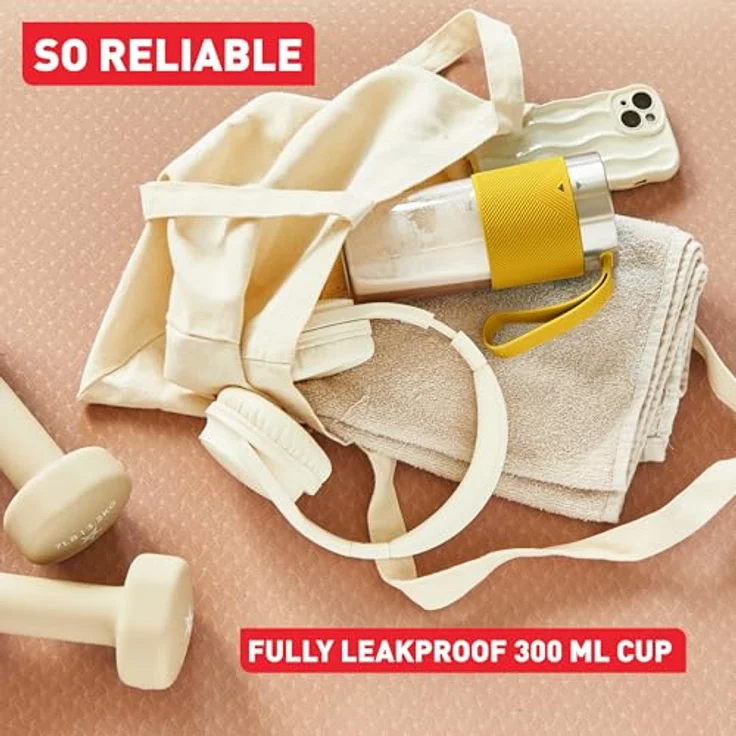 Tefal PBL Lightmix Onthego, tragbarer Standmixer mit 0,3L Kapazität, leistungsstarkem Lithium-Ionen-Akku, transparent/gelb/silber – Bild 6