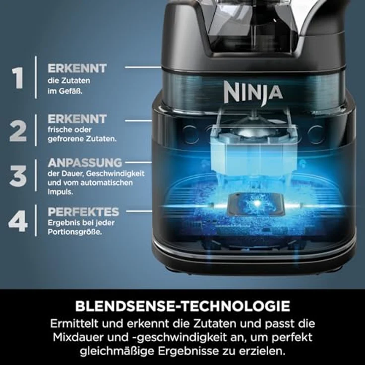 Ninja 2in1 Detect Power Blender Pro TB301EU, 1200W Mixer, Smoothies mixen, Gemüse hacken & Frozen Drinks mixen, Schwarz - Preisvergleich – Bild 5