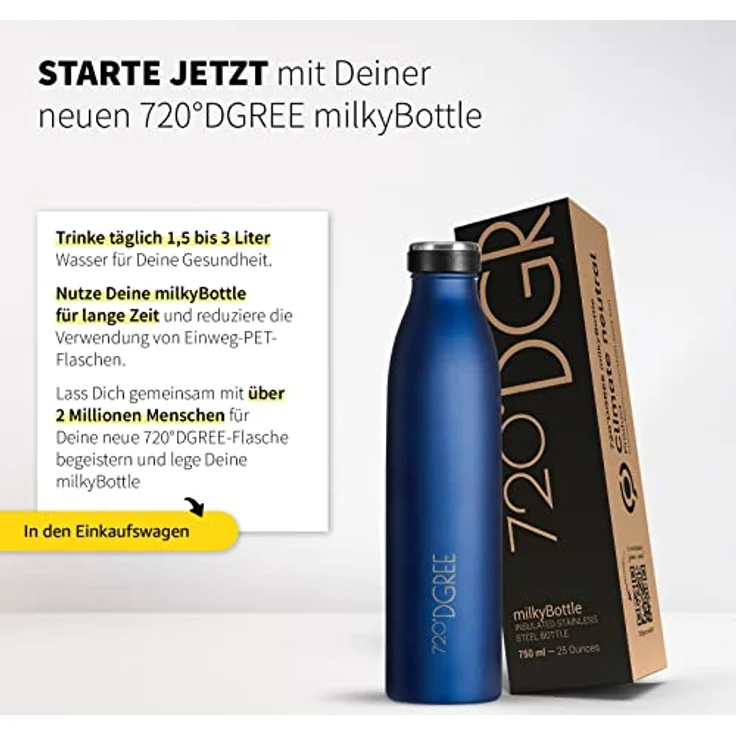 Trinkflasche Isolierflasche Edelstahl 1000ml Doppelwandig 720°DGREE milkyBottle sapphire blue – Bild 6
