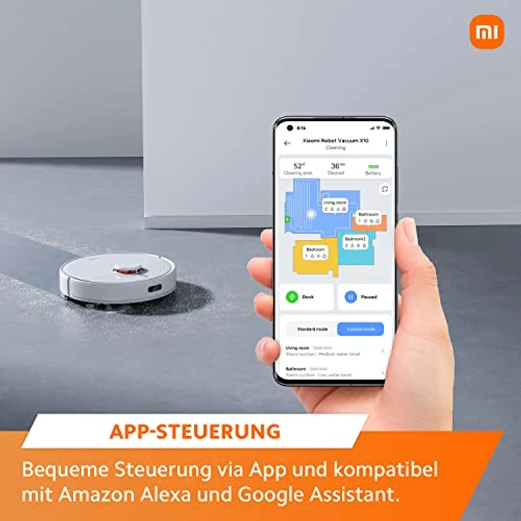 Xiaomi Robot Vacuum X10 Saug- & Wischroboter mit Auto Absaugstation, Smart Reinigungsplan, LDS Navigation, 4000Pa Saugkraft, 180min Laufzeit, APP Steuerung, Google & Alexa, Teppich Tierhaare Hartböden – Bild 5
