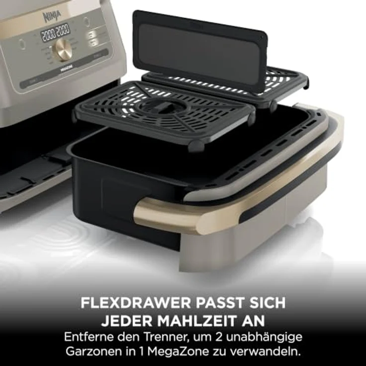 Ninja Foodi FlexDrawer AF500EUSD Heißluftfritteuse 10,4 L, 2470 W, Dual Zone & MegaZone, Stone Gold/Schwarz – Bild 3