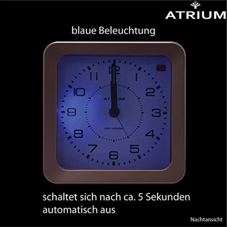Atrium A660-17 Funkwecker Analog Quarz, lautlos ohne Ticken, rosegold mit Snooze und Beleuchtung – Bild 5