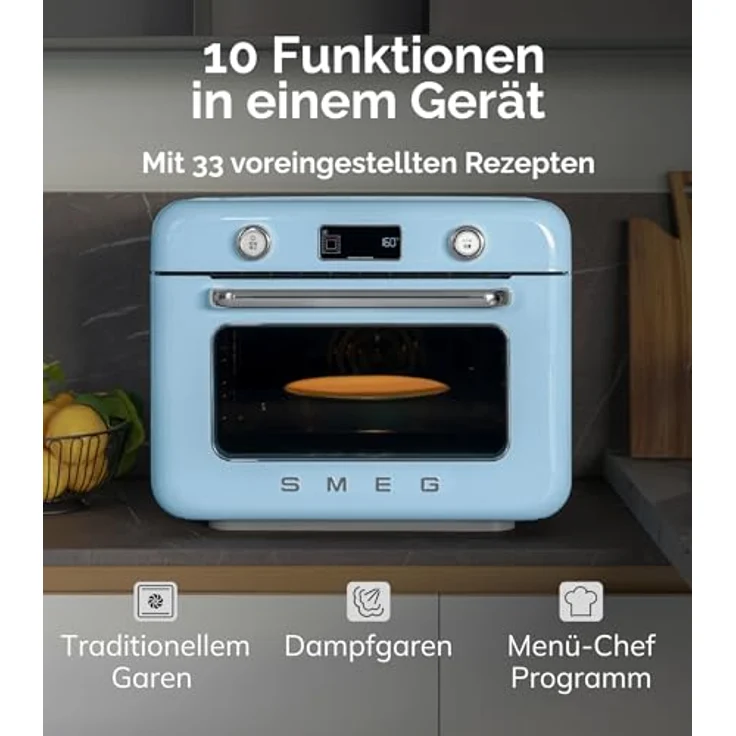 Smeg Multiofen COF01PBEU, Minibackofen mit Galileo-Backofentechnologie, blau – Bild 4