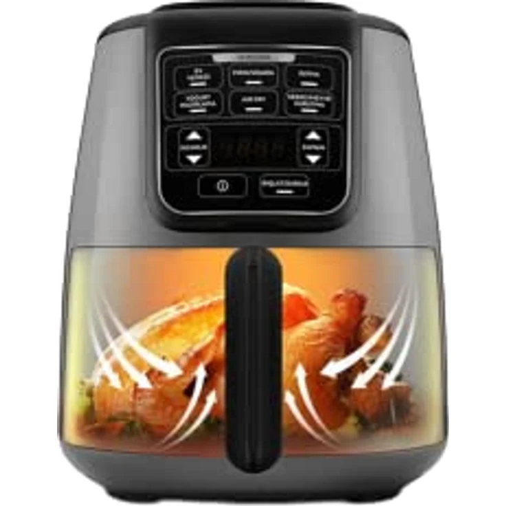 Karaca Air Pro Cook XL 2 in 1 Airfryer Raum Grau Schwarz, Fritten, Hausjoghurt, Trockene Gemüse Obstsorten, Grillgerichte, Less Fat Technology, Grillgerichte Sowie Saftige – Bild 4