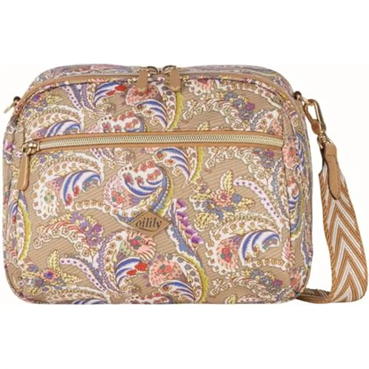 Oilily Lakshmi Paisley Umhängetasche, 24 cm, beige, 100% Polyester, kompakte Größe 24 x 9 x 18.5 cm