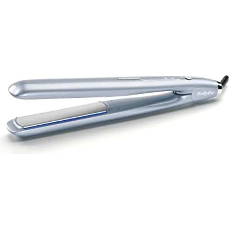 BaByliss Hydro Fusion Glätteisen mit dualer Ionen-Technologie mit Anti-Frizz Effekt, Haarglätter mit 5 Temperaturstufen für jeden Haartyp, Abschaltautomatik und schnelles Aufheizen, ST573E, Blau