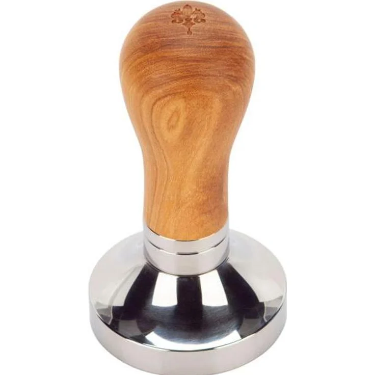 Eureka Tamper 58mm, Olivenholz Zubehör für Kaffeemaschinen, inklusive Tampermatte, Braun