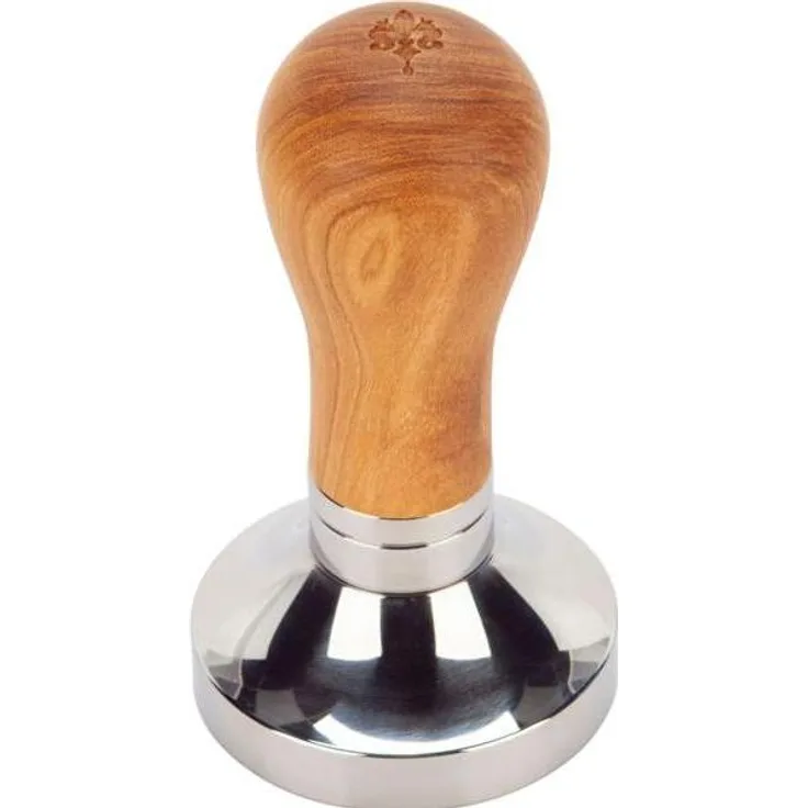 Eureka Tamper 58mm, Olivenholz Zubehör für Kaffeemaschinen, inklusive Tampermatte, Braun