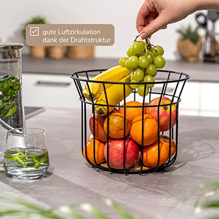 bremermann Obstkorb, Obstschale rund, Ø 24,5 cm, schwarz matt, Bambusboden – Bild 4