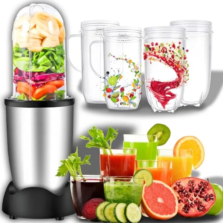 Retoo Standmixer, Blender Elektrisch, Shake, Mixer, 250W, KunststoffFlasche, Spülmaschinenfest, Zwei,Trinkbecher, 470ml,Kunststoff Flasche, Edelstahl