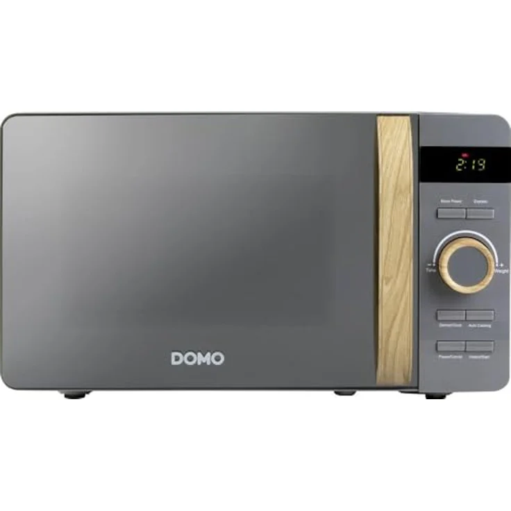 Domo DO3420 Mikrowelle, 20 L mit digitaler Anzeige, 5 Leistungsstufen, Grau mit Holzlook – Bild 2