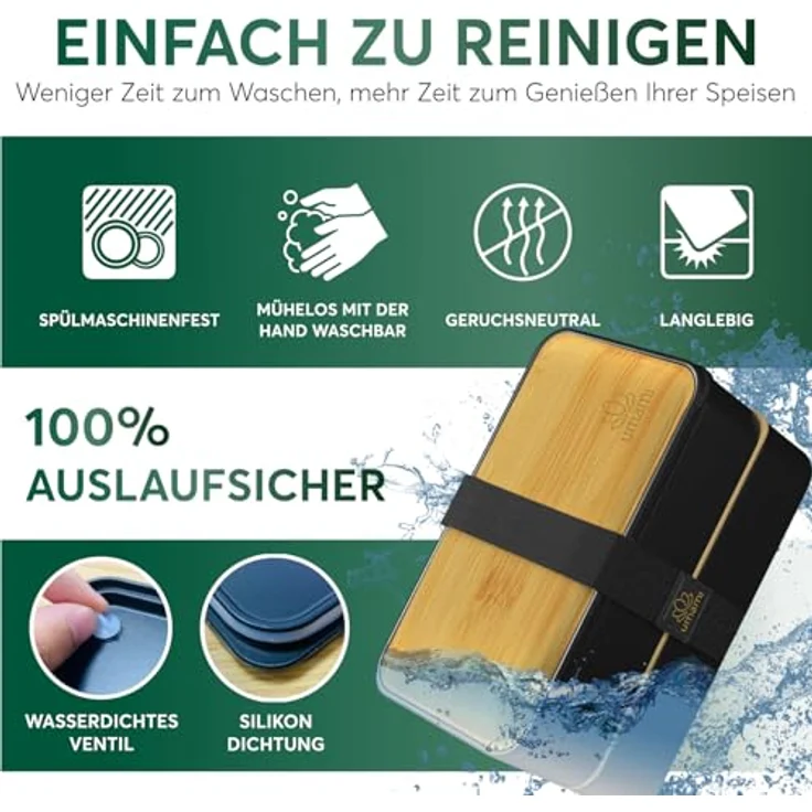 UMAMI Lunchbox All-in-1 1,2L, Auslaufsichere Brotdose mit Besteck und 2 Saucenbehältern, Fächer für Meal Prep – Bild 5